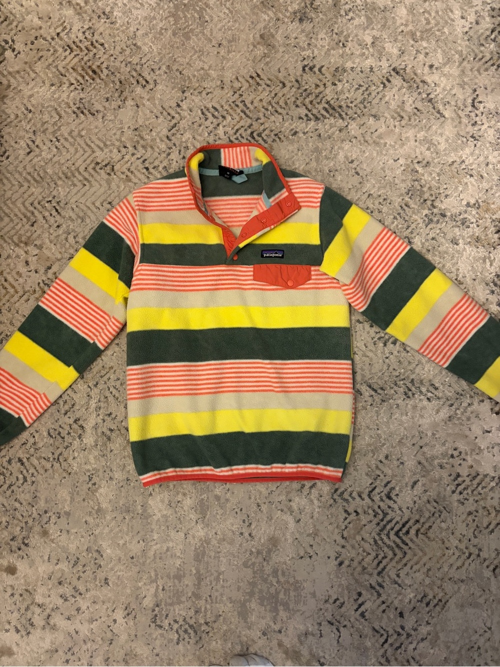 Patagonia Men's Striped Zip-Up Fleece - Yellow, Green, Coral